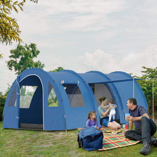 Outsunny 5-6 Man Camping Tent with 2 Room, Floor and Carry Bag