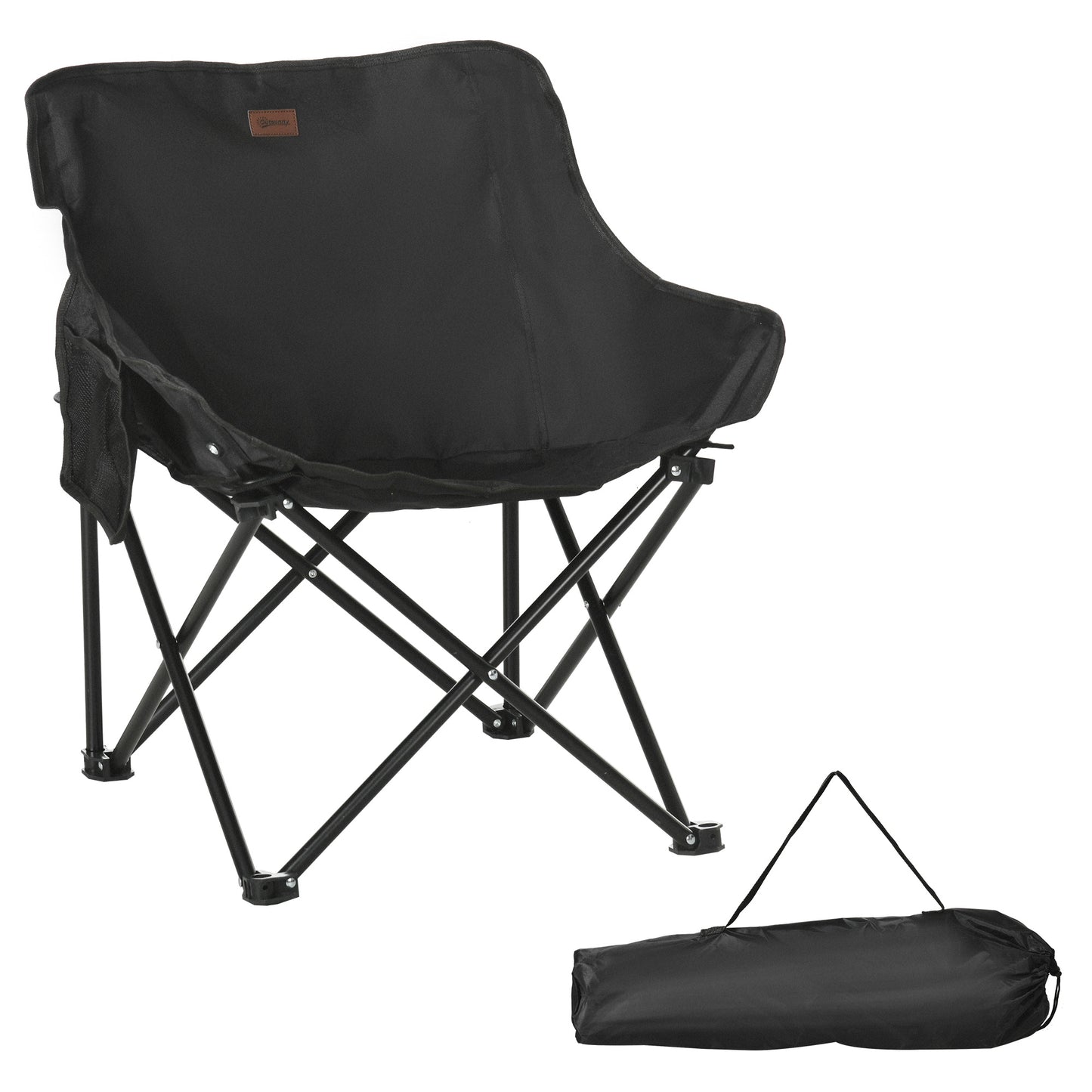 Outsunny Camping Chair, Lightweight Folding Chair with Carrying Bag and Storage Pocket, Perfect for Festivals, Fishing, Beach and Hiking