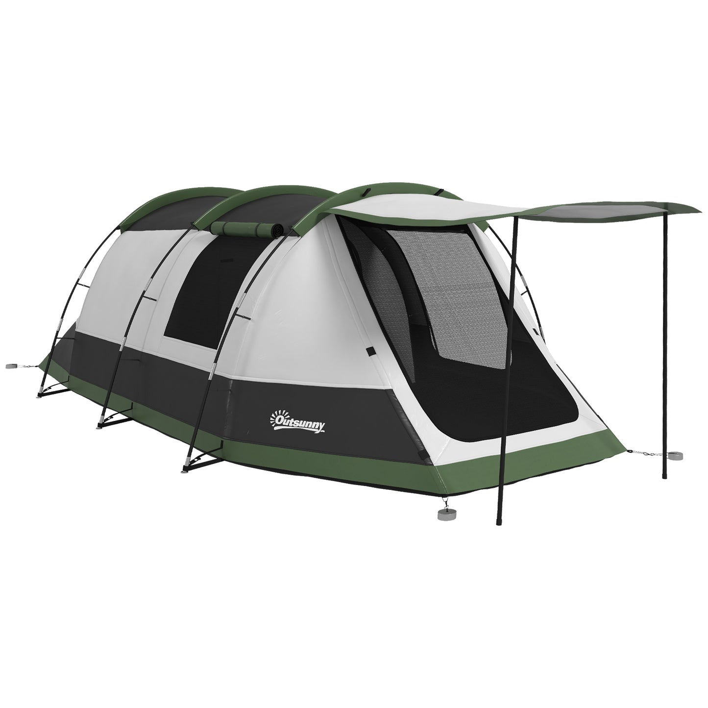 Outsunny Three-Man Camping Tent, with Two Rooms and Porch