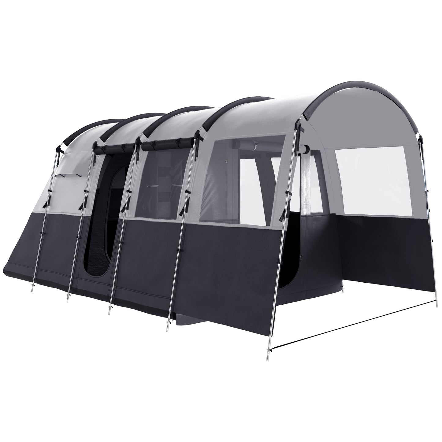 Outsunny 8-Person Camping Tent, Waterproof Family Tent, Tunnel Design, 4 Large Windows, Sleeping Cabins 3000mm Water Column