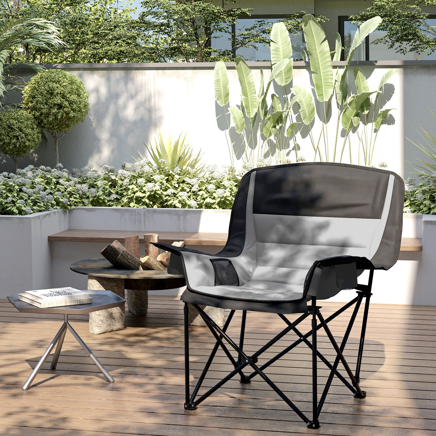 Outsunny Portable Padded Camping Chair, with Bag