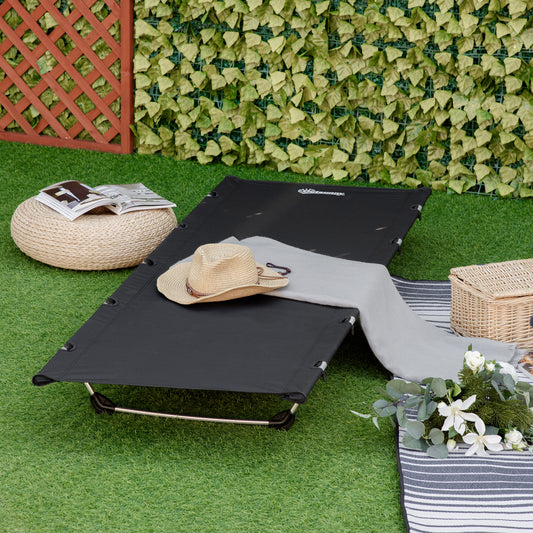 Outsunny Lightweight Camping Bed, Aluminium Portable Camp Cot w/ Strong Support 150kg and Carry Bag for Camping