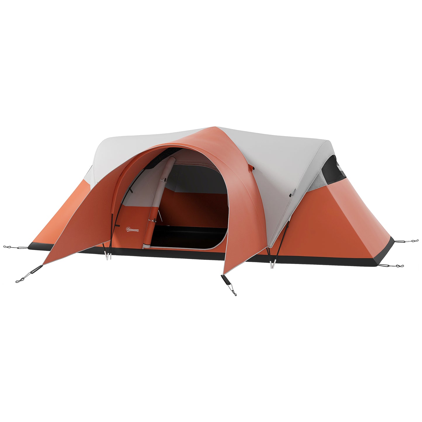 Outsunny 3000mm Waterproof Camping Tent for 5-6 Man, Family Tent with Porch and Sewn in Groundsheet, Portable with Bag