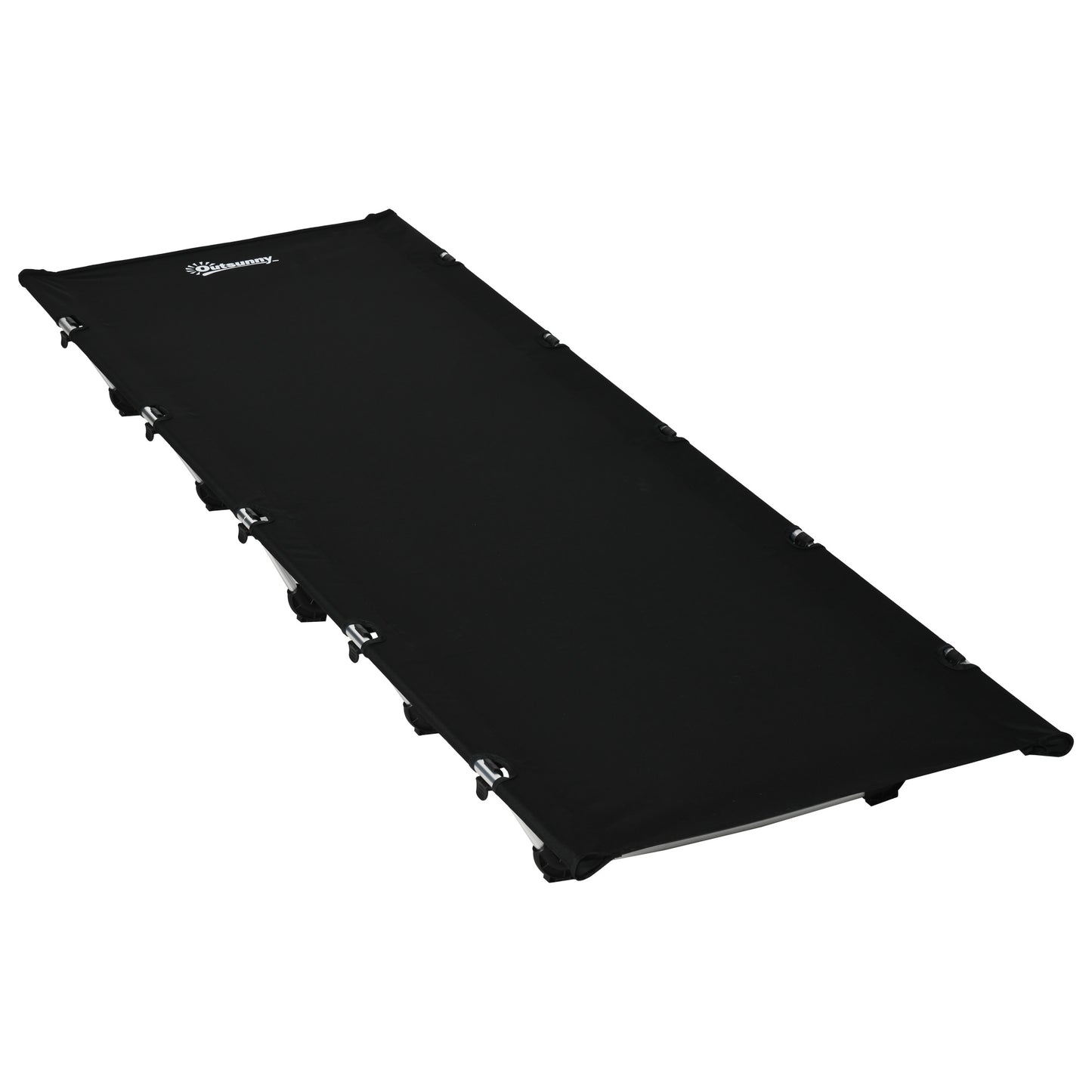 Outsunny Lightweight Camping Bed, Aluminium Portable Camp Cot w/ Strong Support 150kg and Carry Bag for Camping