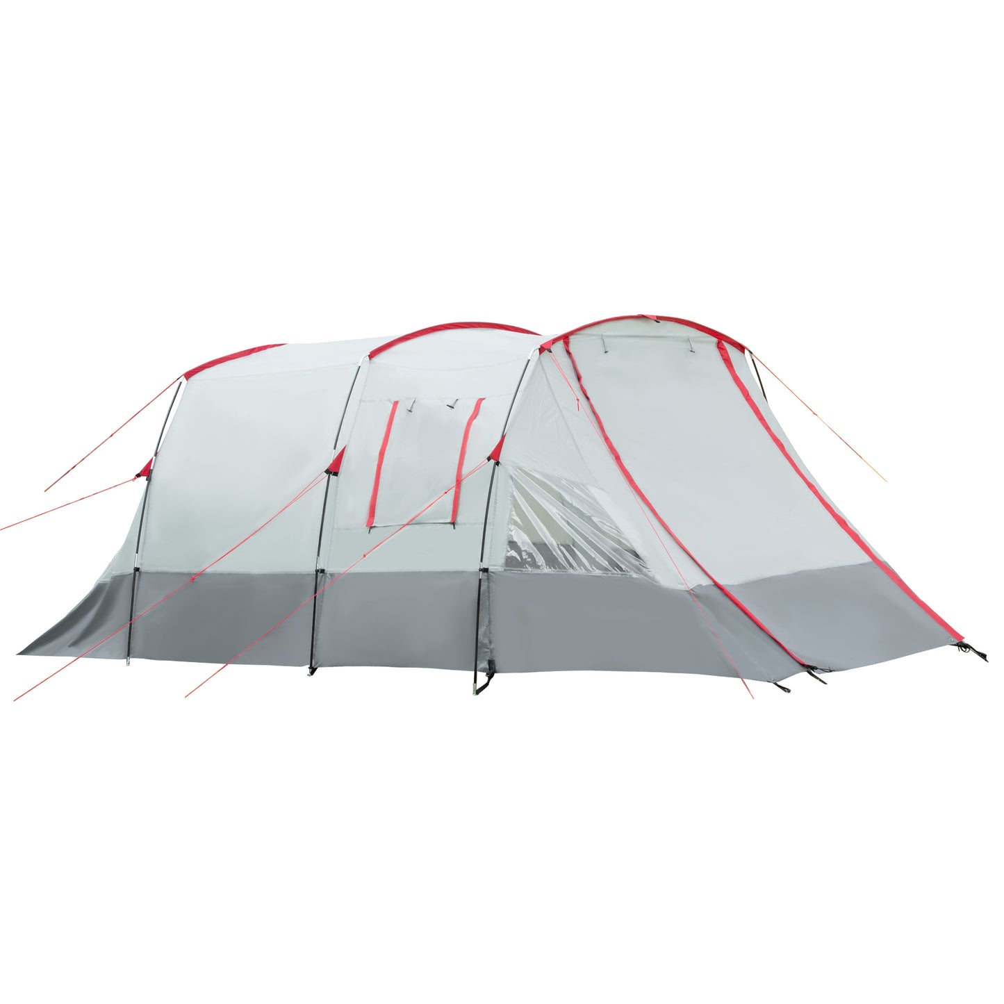 Outsunny 6-8 Person Tunnel Tent, Camping Tent with Bedroom, Living Room, Sewn-in Floor, 3 Doors and Carry Bag, 2000mm Water Column for Fishing, Hiking, Sports, and Traveling