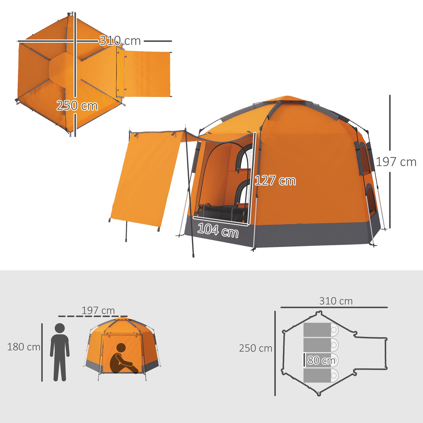 Outsunny Automatic Pop Up Camping Tent, Instant Setup 2-4 Man Tent with Mesh Windows, Waterproof & UV30+, Portable with Carry Bag for Fishing, Hiking, Backpacking