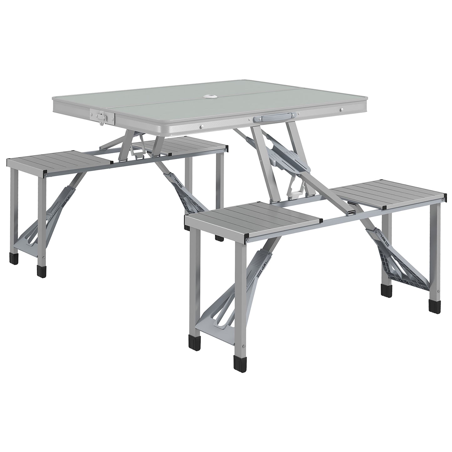 Outsunny Folding Picnic Table with 4 Seats and Umbrella Hole