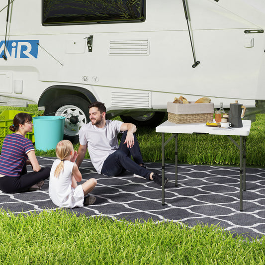 Outsunny 3ft Folding Camping Table, Heavy Duty Picnic Table with 2 Adjustable Height for Indoor Outdoor Garden, Party, BBQ