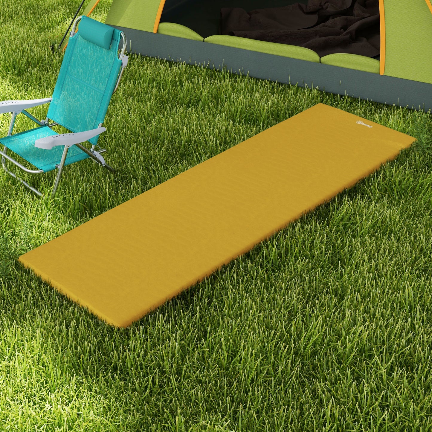Outsunny Single Inflatable Mattress Sleeping Pad, Self-Inflating, Khaki