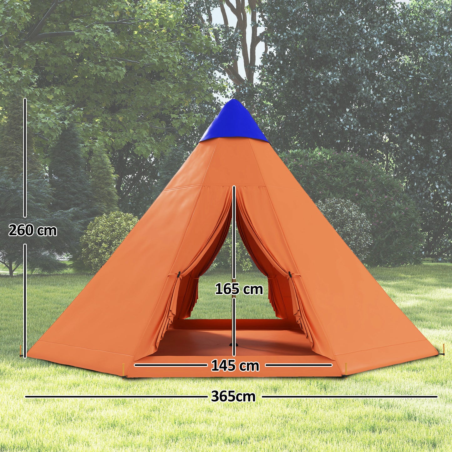 Outsunny 6 Men Tipi Tent with Carry Bag