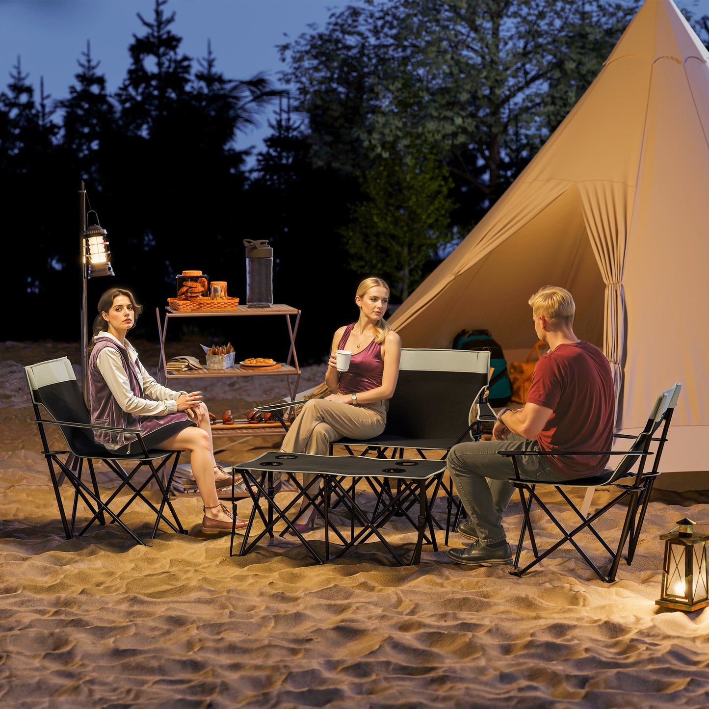 Outsunny Four-Piece Portable Picnic Table Set