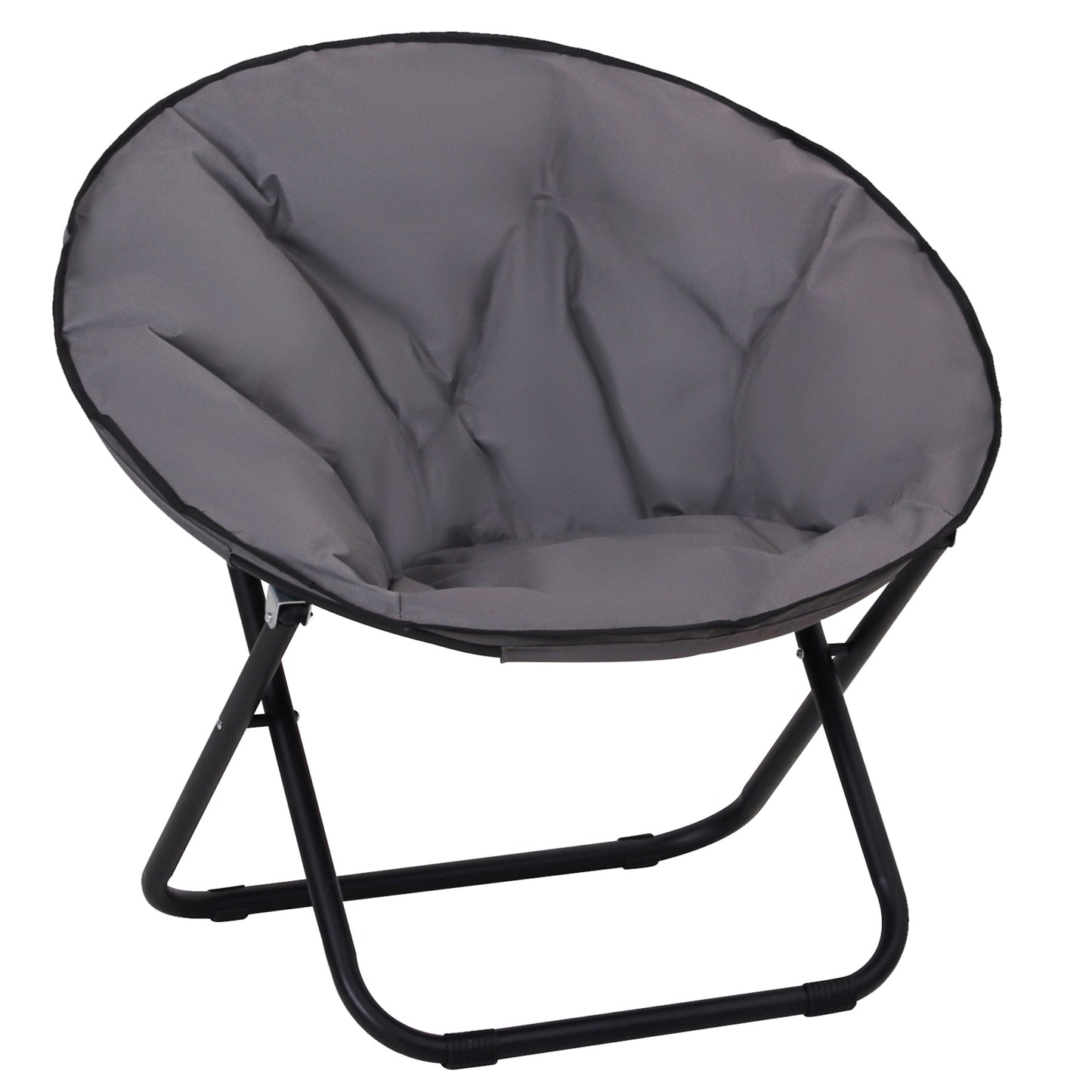 Outsunny Garden Folding Portable Padded Saucer Moon Chair Padded Round Outdoor Camping Travel Fishing Seat