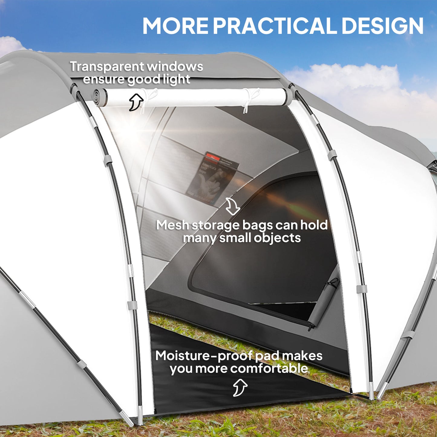 Outsunny 4-6 Man UV Protection Camping Tent