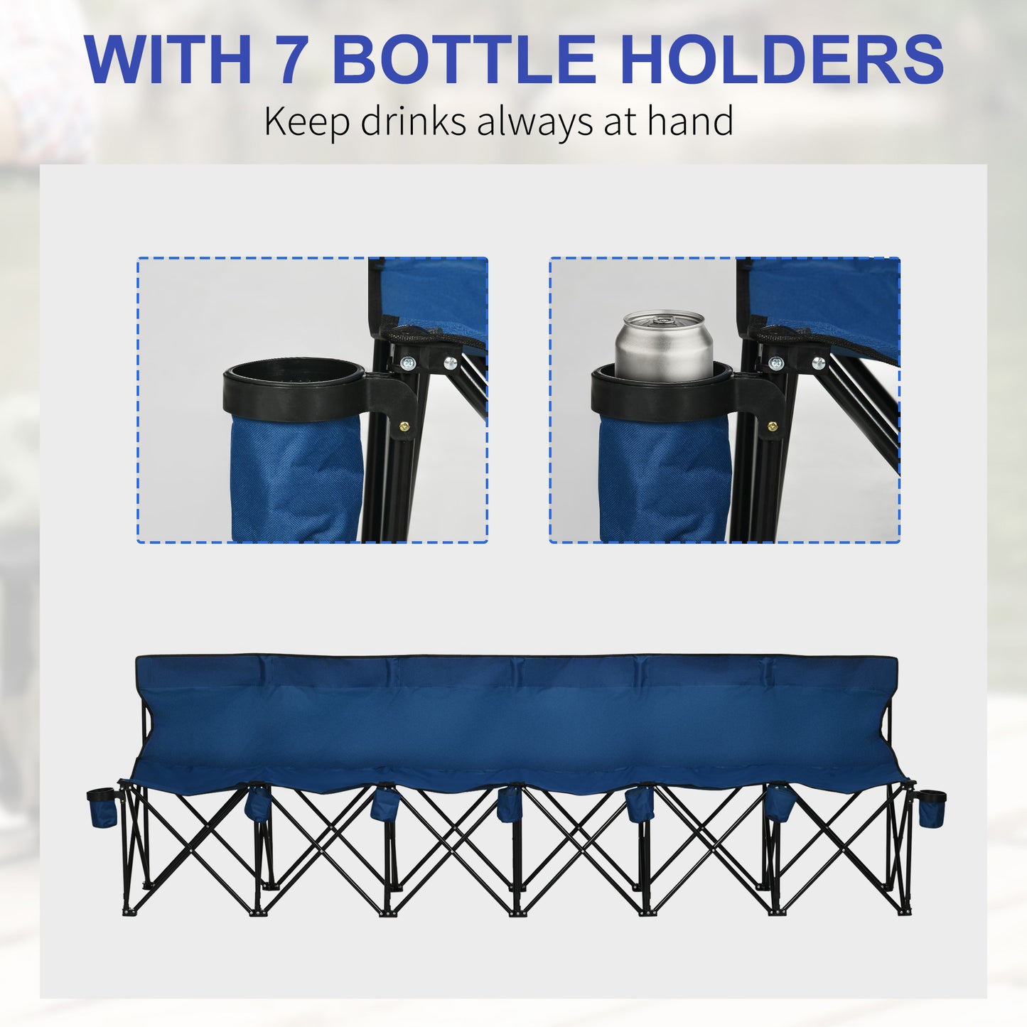 Outsunny 6 Seater Folding Camping Chair with Cup Holder & Carry Bag