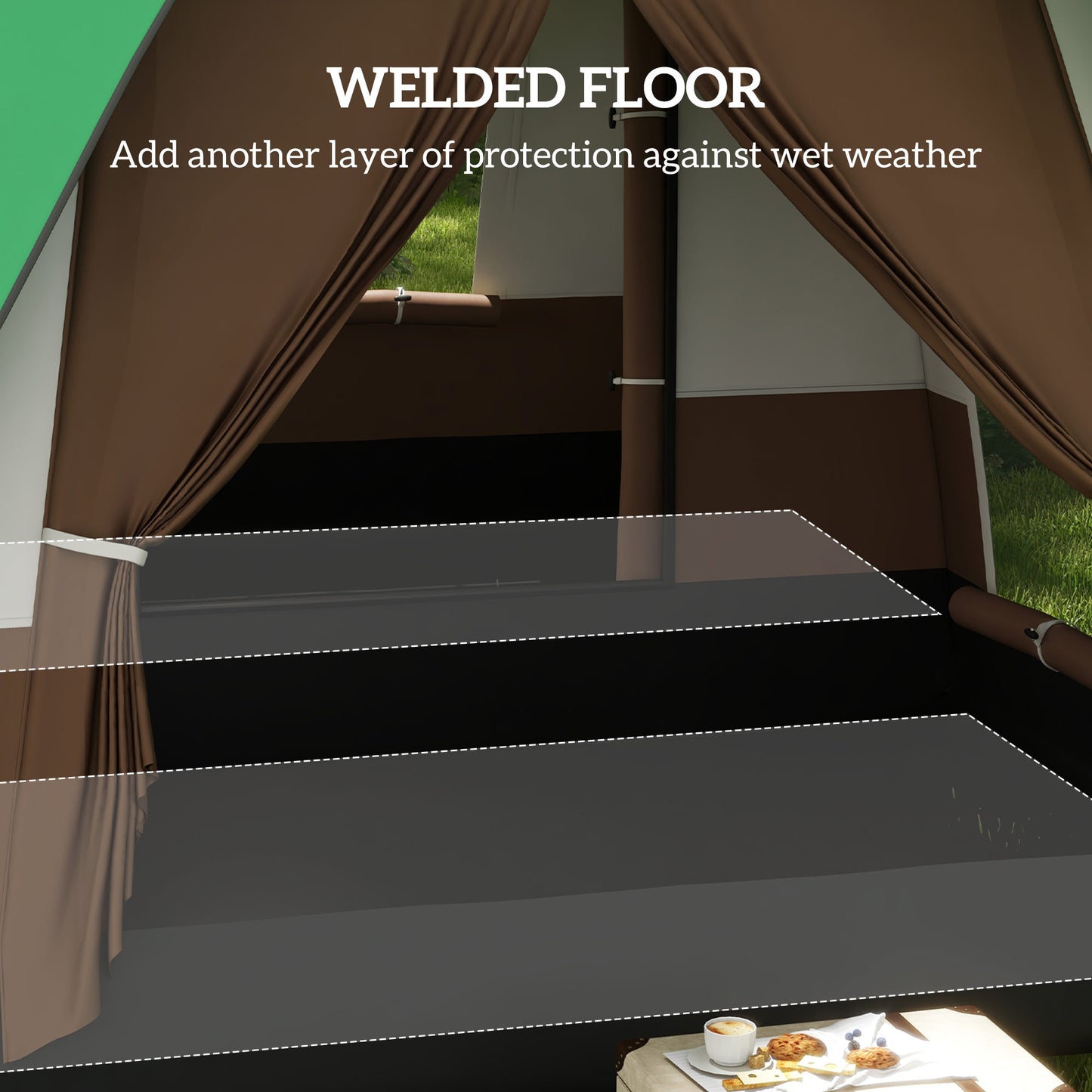 Outsunny Six-Man Camping Tent, with Small Rainfly and Accessories