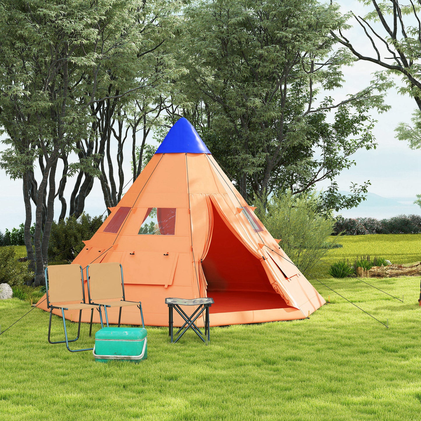 Outsunny 6 Men Tipi Tent with Carry Bag