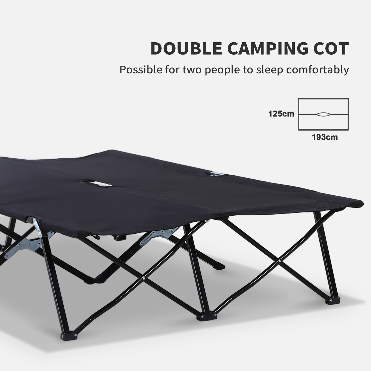 Outsunny Double Camping Cot Bed, with Bag
