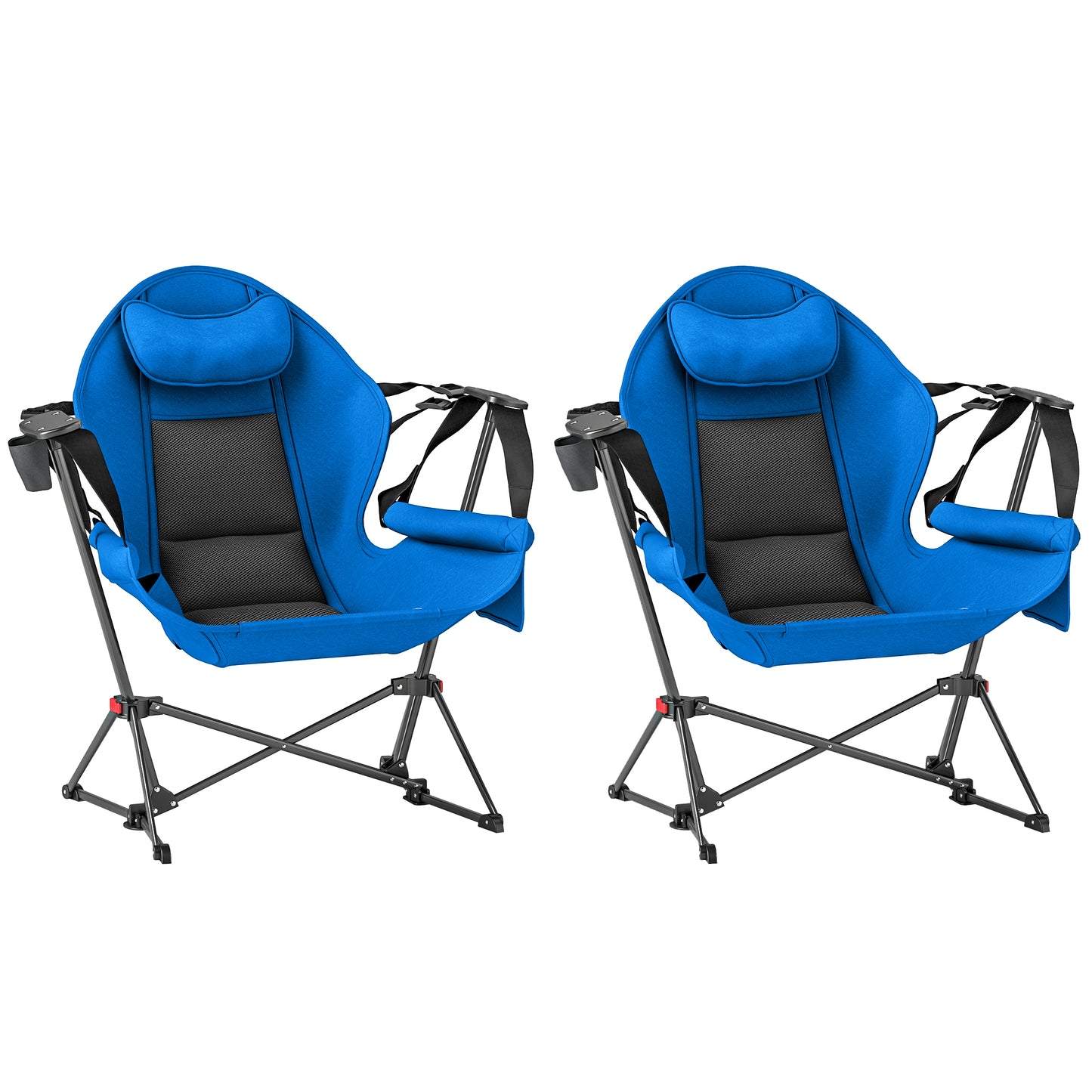 Outsunny Hammock Camping Chair Set of 2, Adjustable Back Swinging Camping Chair Portable Swinging Chair with Cup Holder, Headrest, Padded Seat and Carry Bag for Travel Fishing Hiking