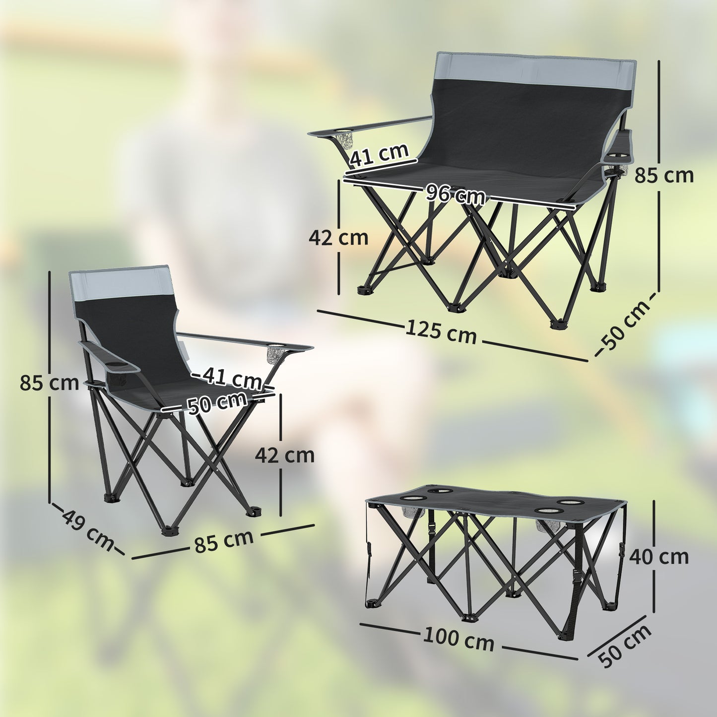 Outsunny Four-Piece Portable Picnic Table Set