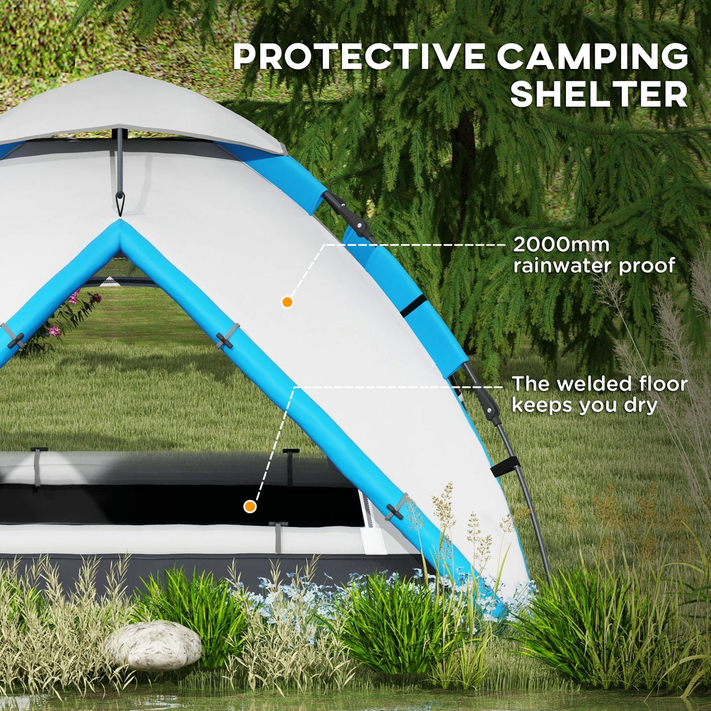 Outsunny Two-Man One Room Camping Tent, with Accessories