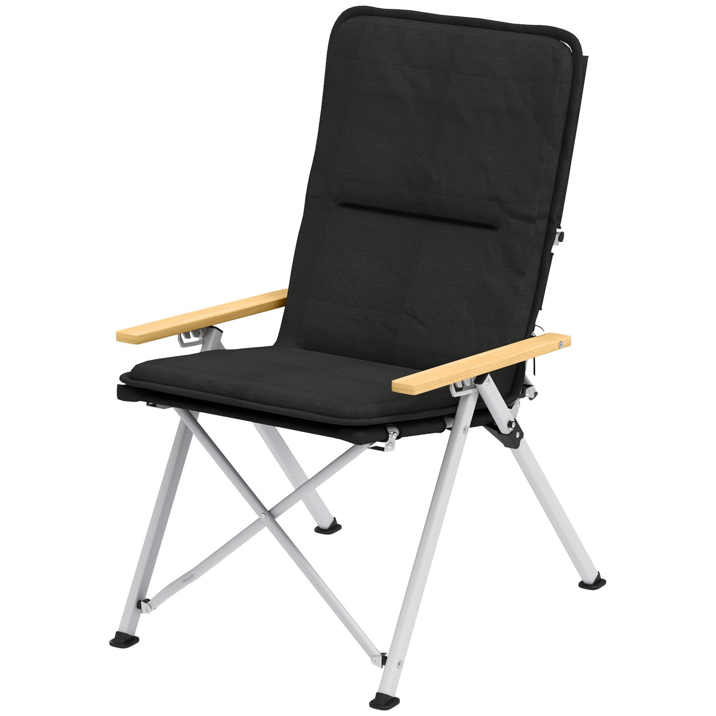 Outsunny Portable Camping Chair for Adults, High Back Folding Chair with Padded Seat and Carry Bag, Outdoor Recliner for Hiking, Fishing, Beach and Picnic