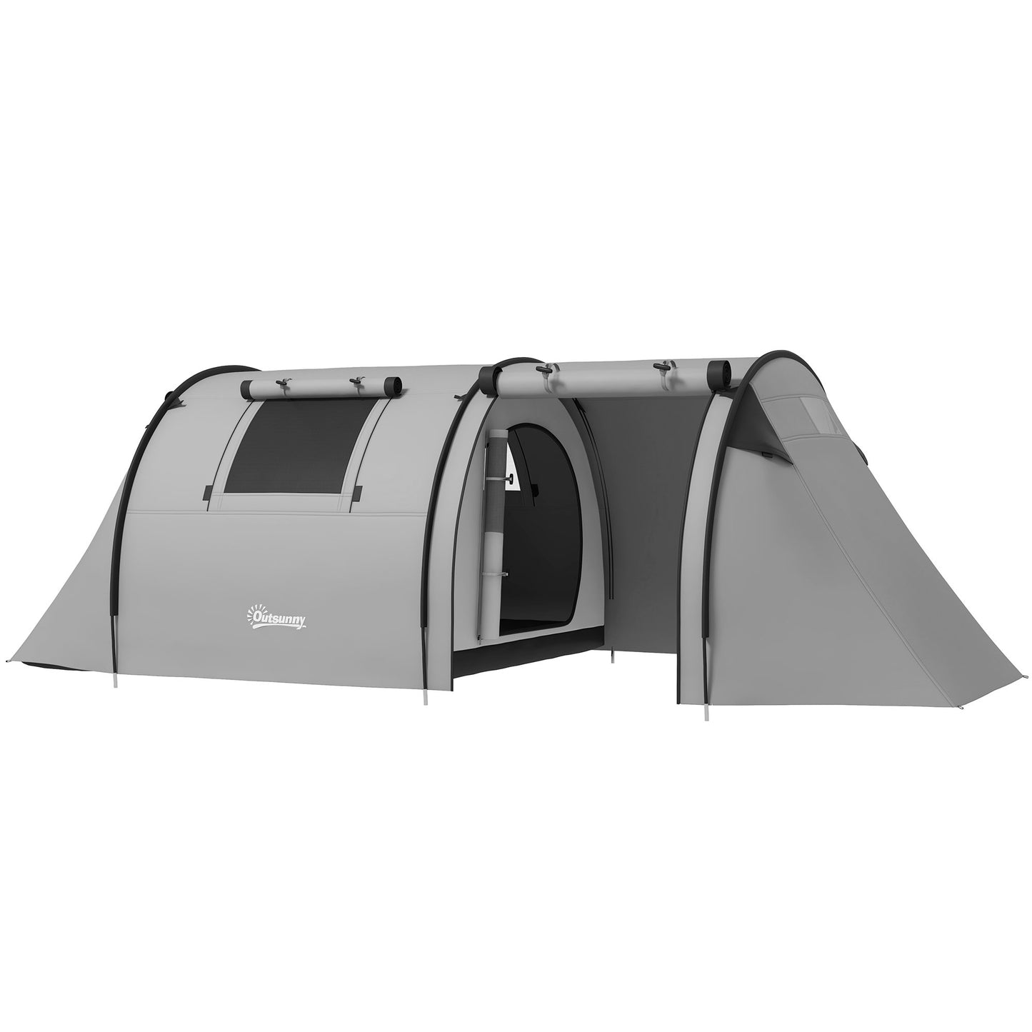 Outsunny Four Man Duo Room Tunnel Tent, with Accessories