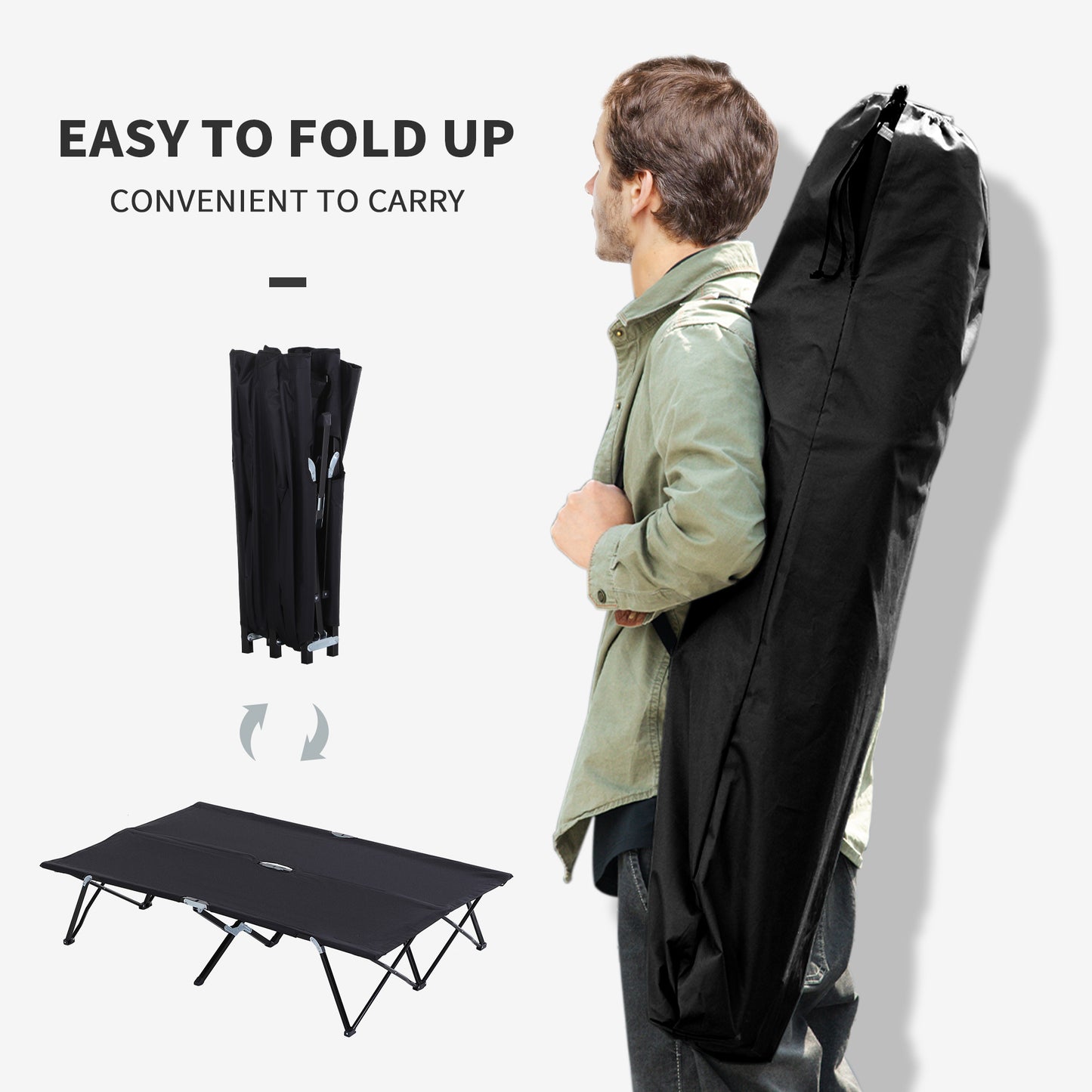 Outsunny Double Camping Cot Bed, with Bag
