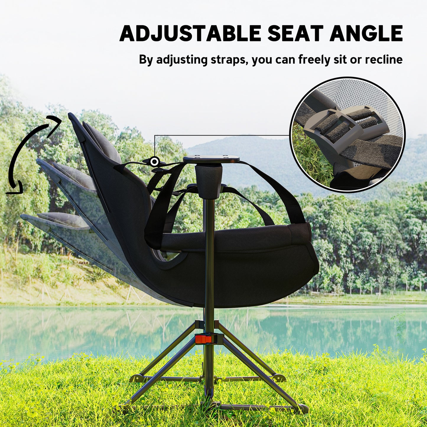 Outsunny Hammock Camping Chair Set of 2, Adjustable Back Swinging Camping Chair Portable Swinging Chair with Cup Holder, Headrest, Padded Seat and Carry Bag for Travel Fishing Hiking
