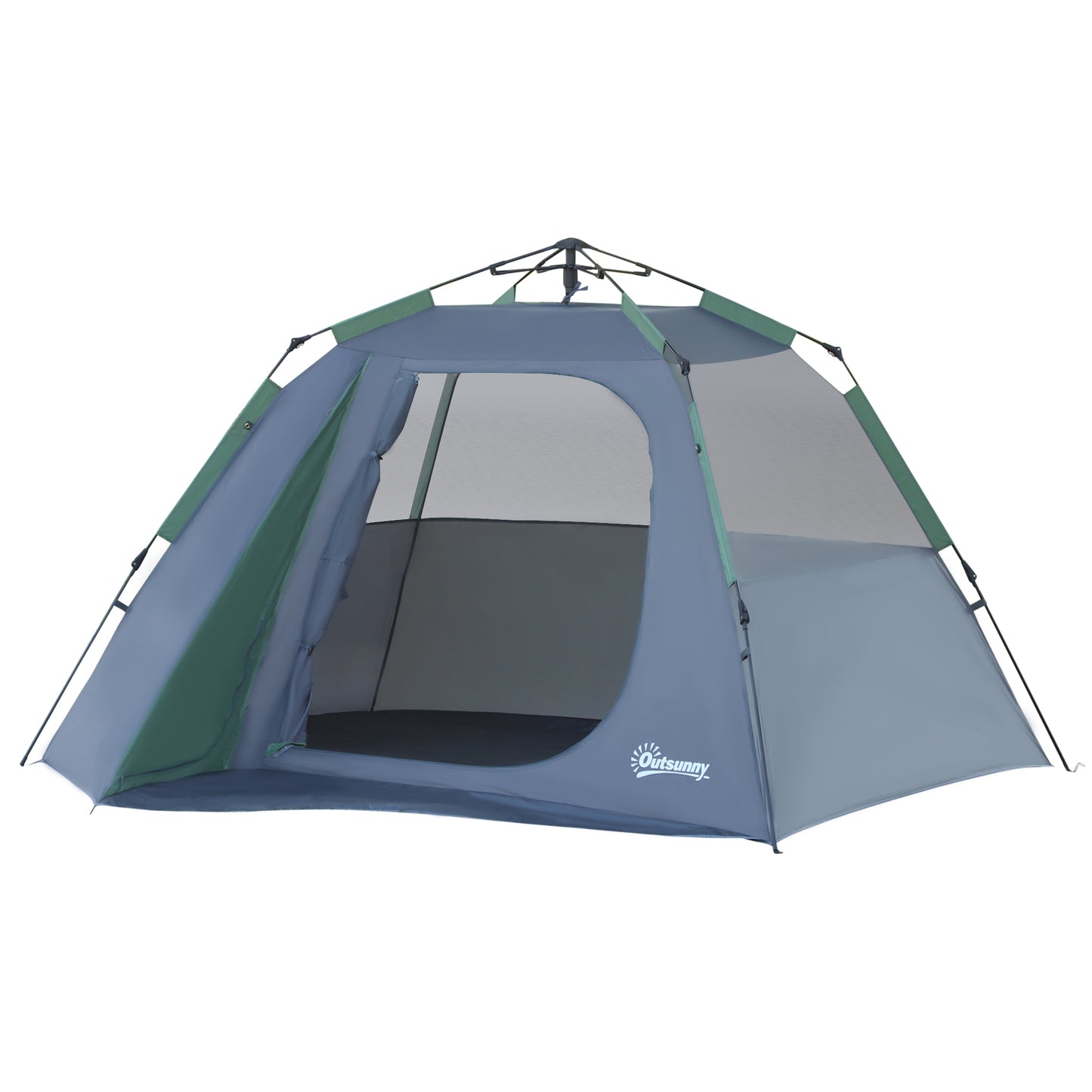 Outsunny Fibreglass Frame 3/4 Person Lightweight Camping Tent Green