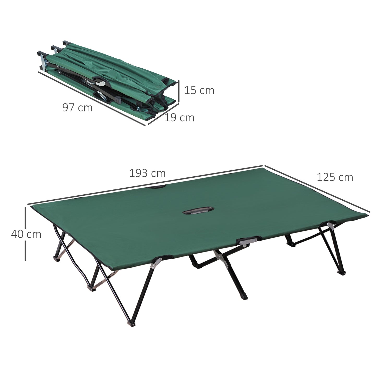 Outsunny Double Camping Cot Bed, with Bag