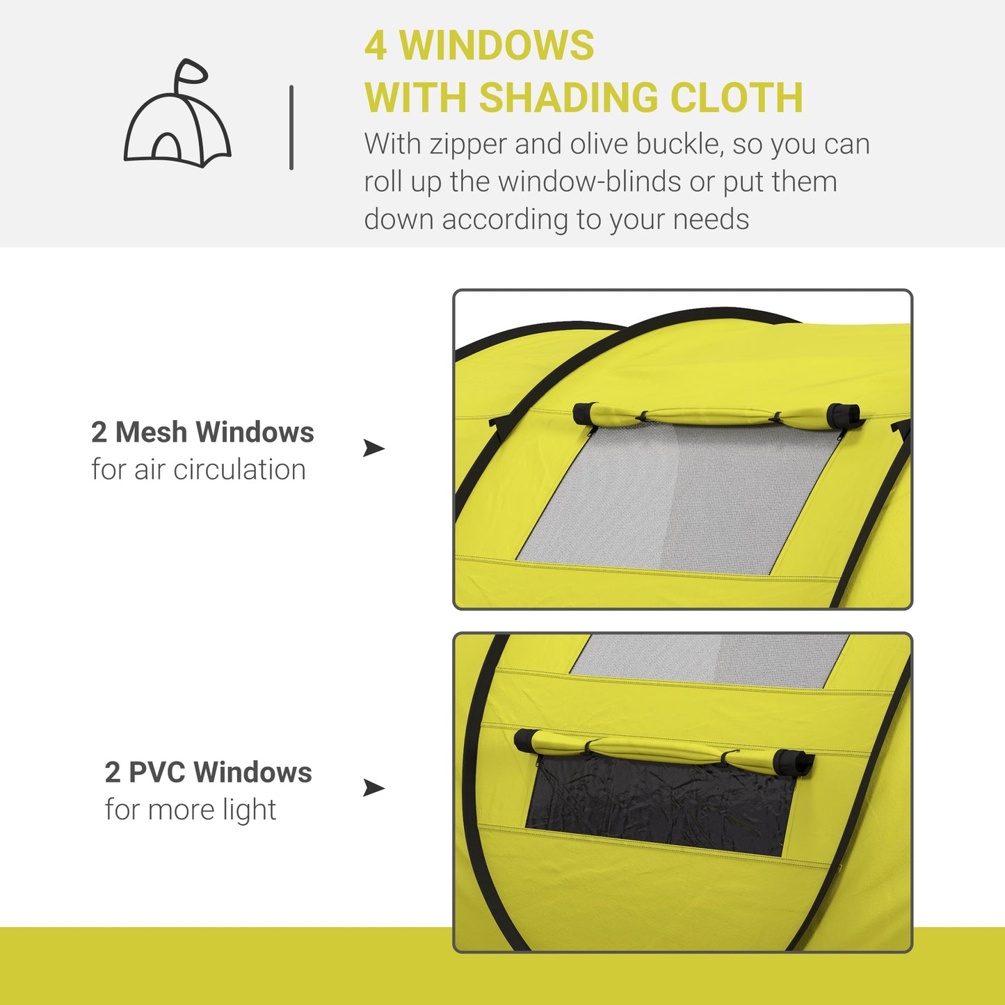 Outsunny 4-5 Person Pop-up Camping Tent Family Tent w/ 2 Mesh Windows & PVC Windows Portable Carry Bag for Outdoor Trip