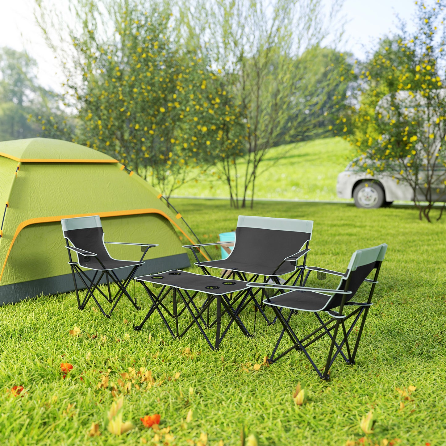 Outsunny Four-Piece Portable Picnic Table Set