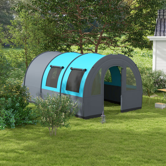 Outsunny Six Man Duo Room Tunnel Tent, with Accessories