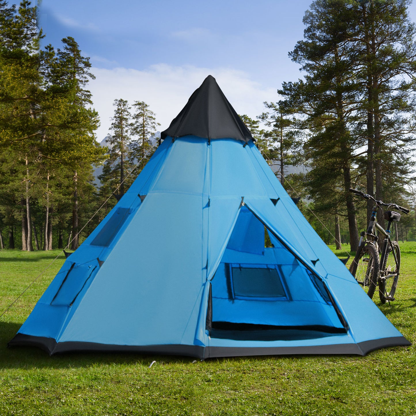 Outsunny 6 Men Tipi Tent with Carry Bag