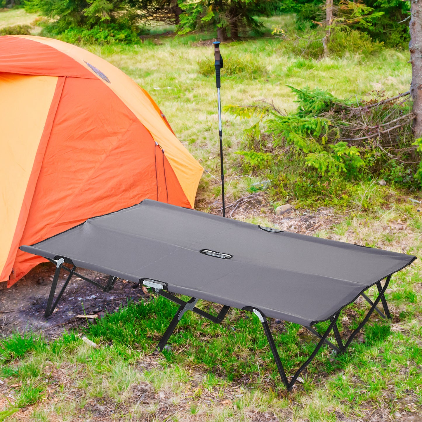 Outsunny Double Camping Cot Bed, with Bag