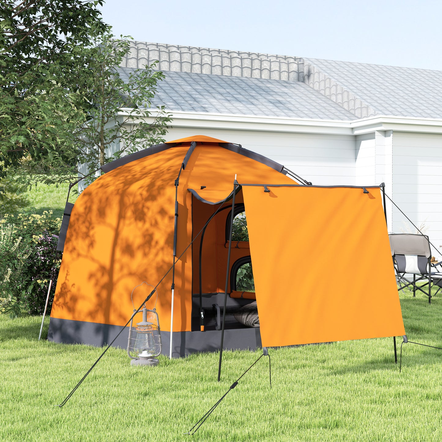 Outsunny Automatic Pop Up Camping Tent, Instant Setup 2-4 Man Tent with Mesh Windows, Waterproof & UV30+, Portable with Carry Bag for Fishing, Hiking, Backpacking