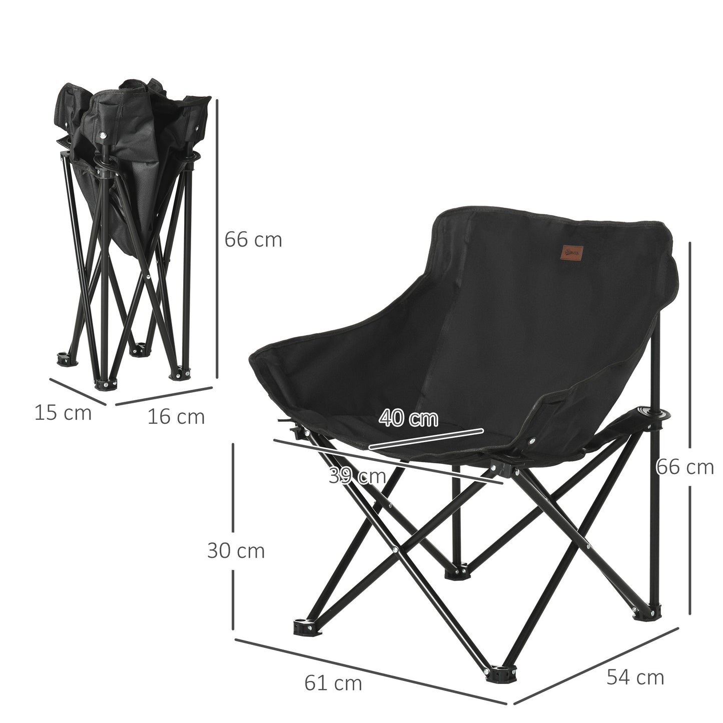 Outsunny Camping Chair, Lightweight Folding Chair with Carrying Bag and Storage Pocket, Perfect for Festivals, Fishing, Beach and Hiking