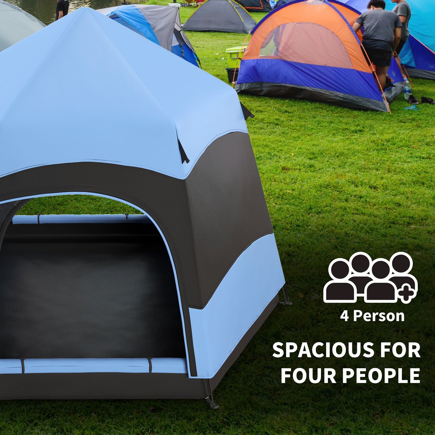 Outsunny Six Man Hexagon Camping Tent with Hang Hook and Carry Bag
