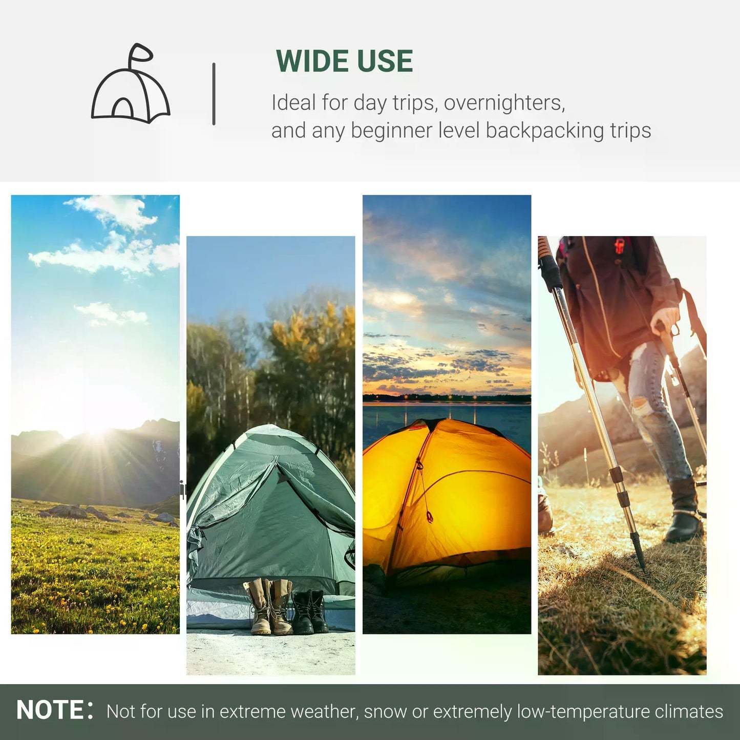 Outsunny Dome Tent for 3-4 Person Family Tent with Large Windows Waterproof