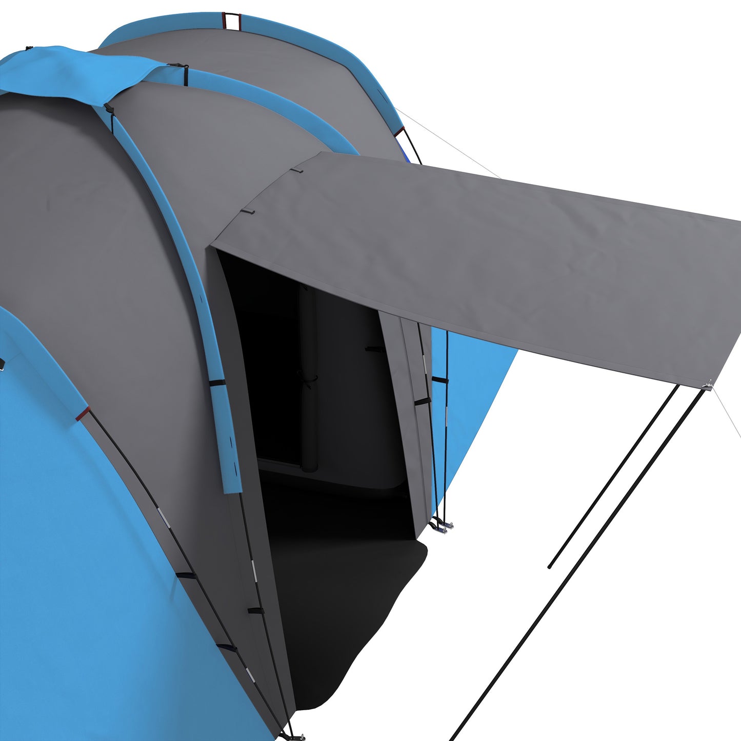 Outsunny Large Camping Tent Tunnel Tent with 2 Bedroom and Living Area, 2000mm Waterproof, Portable with Bag for 4-6 Man