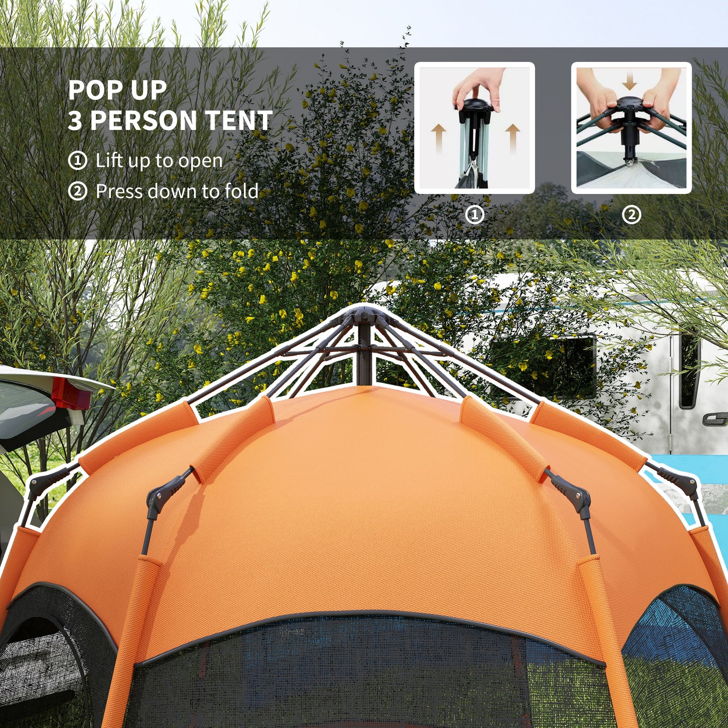 Outsunny Six Man Hexagon Camping Tent with Hang Hook and Carry Bag