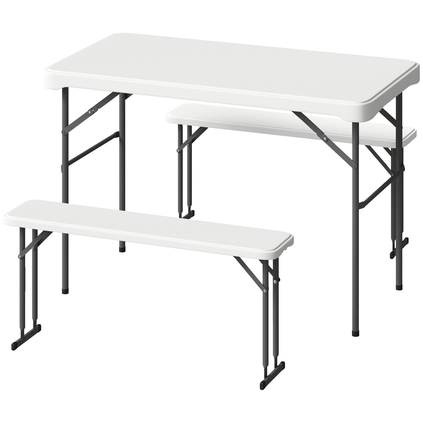 Outsunny Three-Piece Folding Picnic Table and Bench Set - Light Grey