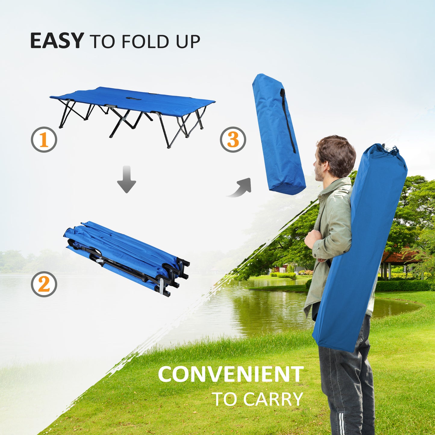 Outsunny Double Camping Cot Bed, with Bag