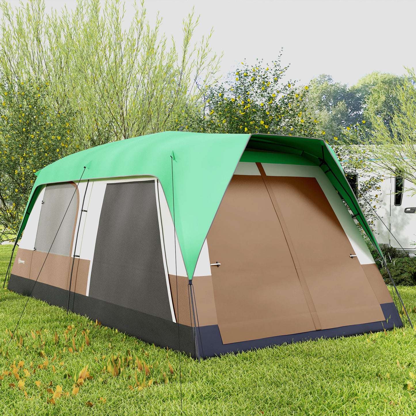 Outsunny Six-Man Camping Tent, with Small Rainfly and Accessories