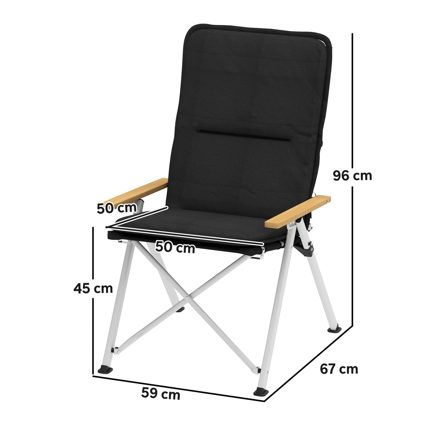 Outsunny Portable Camping Chair for Adults, High Back Folding Chair with Padded Seat and Carry Bag, Outdoor Recliner for Hiking, Fishing, Beach and Picnic