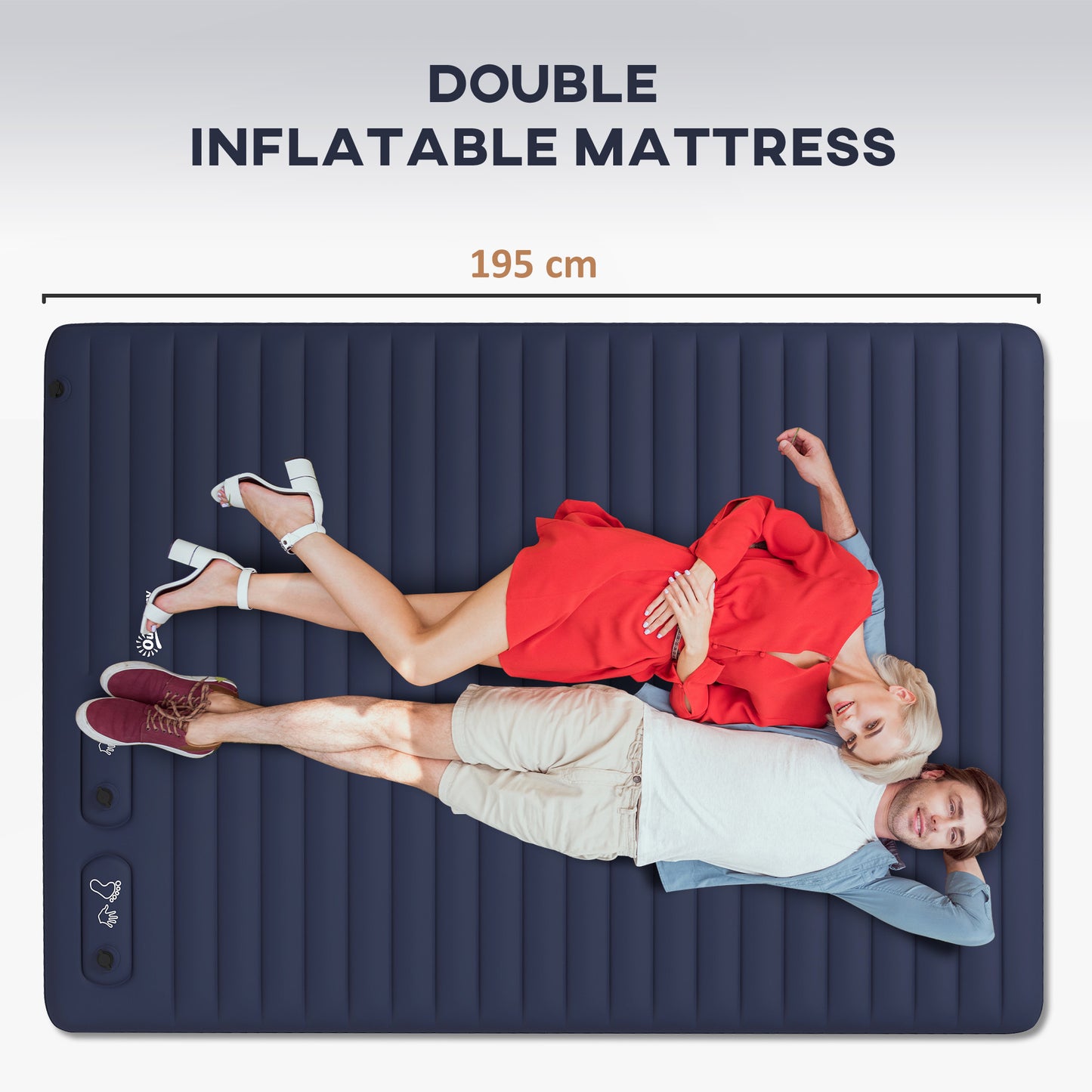 Outsunny Double Inflatable Mattress, with Built-In Pump
