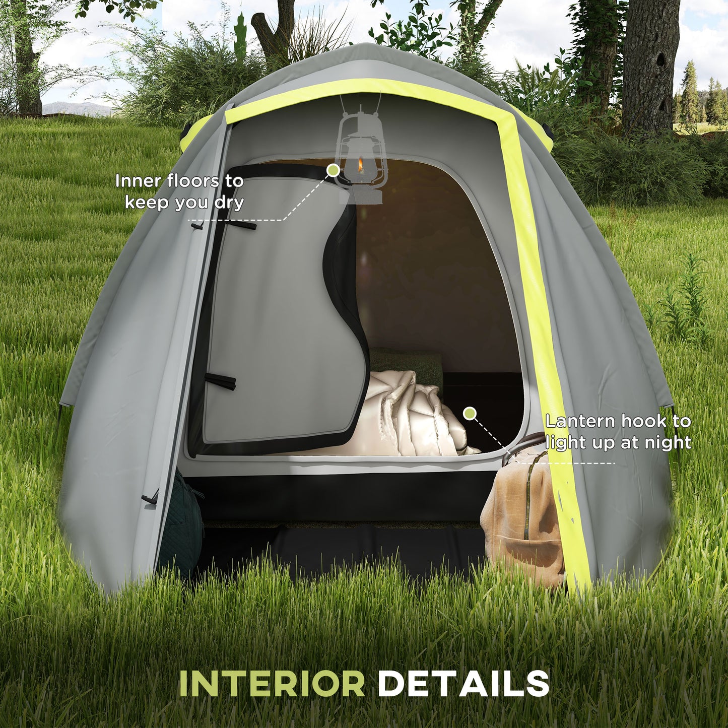 Outsunny Two-Man Dome Tent, with Front Porch and Accessories