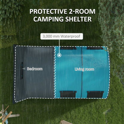 Outsunny Six Man Duo Room Tunnel Tent, with Accessories