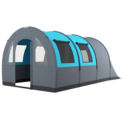 Outsunny Six Man Duo Room Tunnel Tent, with Accessories