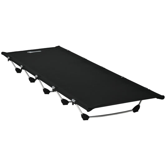 Outsunny Lightweight Camping Bed, Aluminium Portable Camp Cot w/ Strong Support 150kg and Carry Bag for Camping